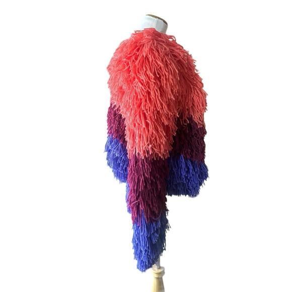 Nasty Gal Shaggy Open Cardigan Rainbow Jacket‎ Size Small Designer Avangard - Picture 3 of 5